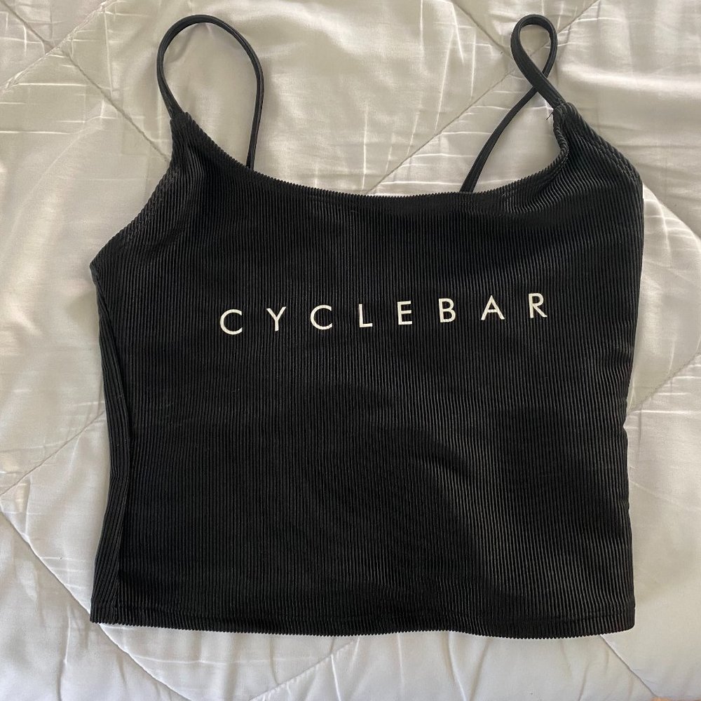 Cyclebar Black Cropped Spaghetti Strap Tank